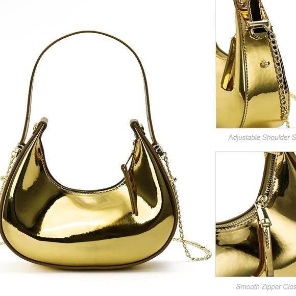 NWOT Gold Metallic Women's Handbag - Picture 3 of 5